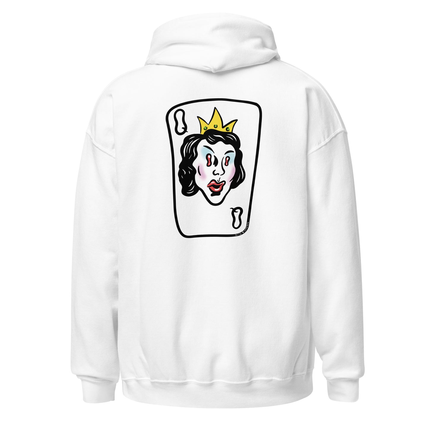 White graphic hoodie, back.