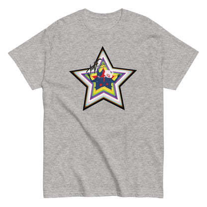 Flat view of sport grey shirt with the Villbergs pride star.
