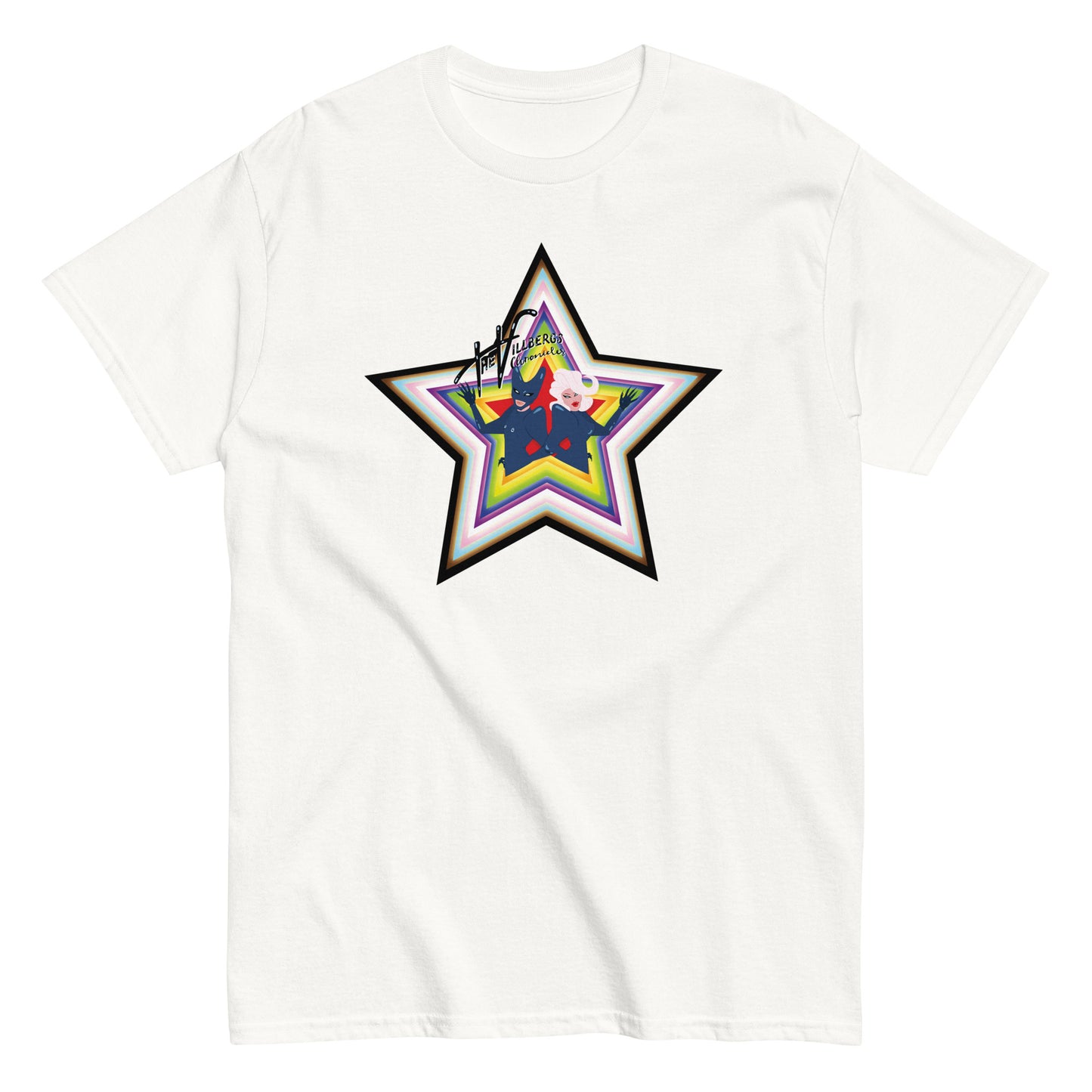 White T-shirt with pride star.