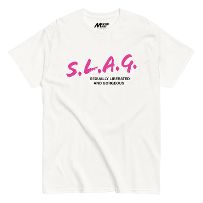 White Slag t-shirt, flat view.