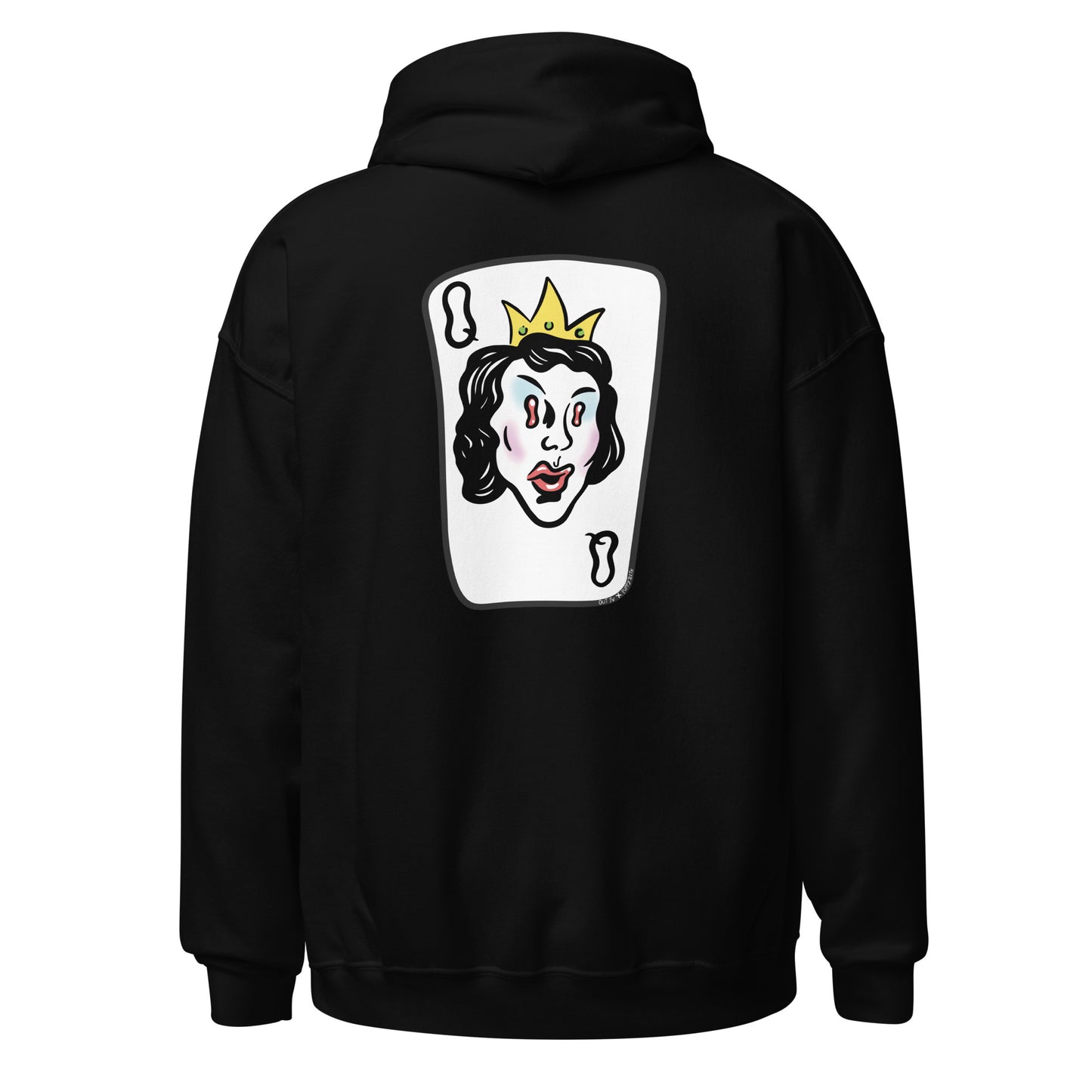 Black graphic hoodie, back.