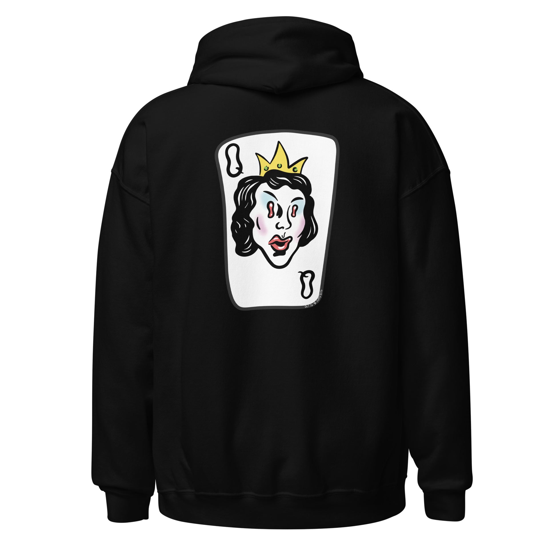 Black graphic hoodie, back.