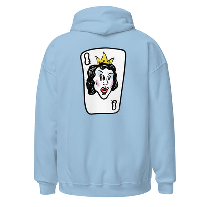 Light blue graphic hoodie, back.