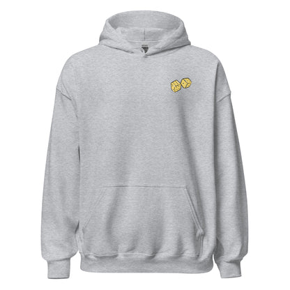 Sport grey hoodie front, with graphic.