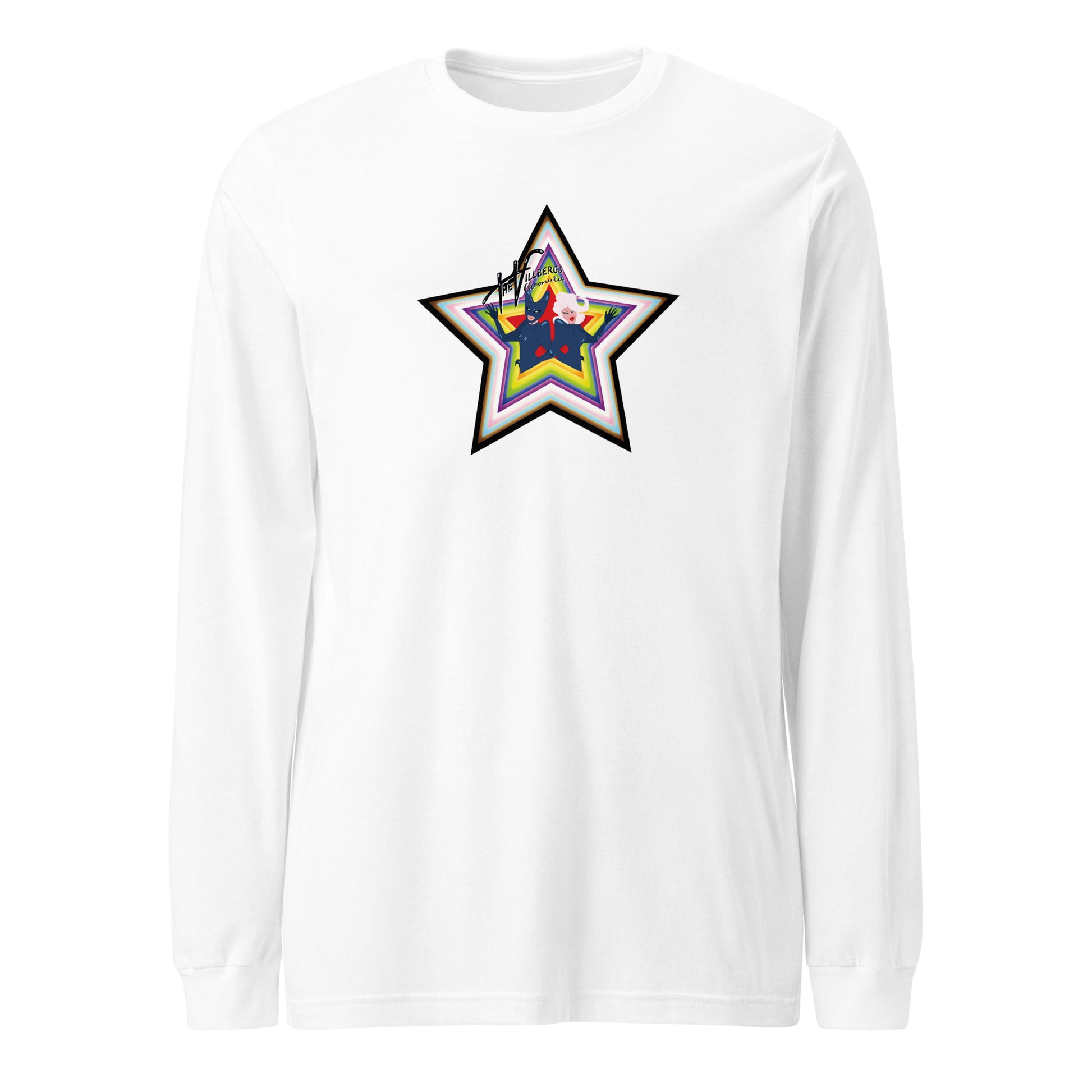 Flat view of Villbergs pride star graphic shirt.