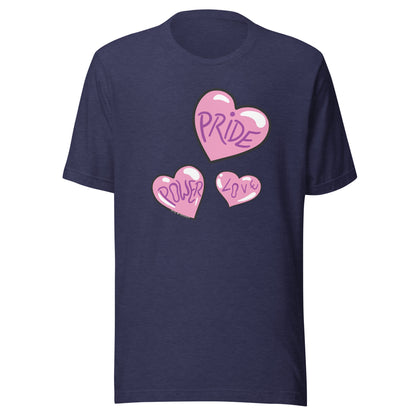 Midnight Navy heather shirt, with the 3 hearts.