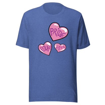 True Royal blue colored shirt, with three hearts.