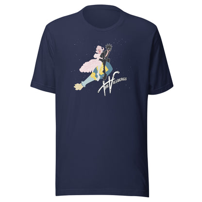 Navy blue shirt with champagne Villbergs.